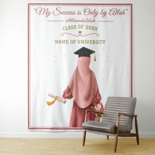 "My Success is Only by Allah" Graduating Girl Tapestry