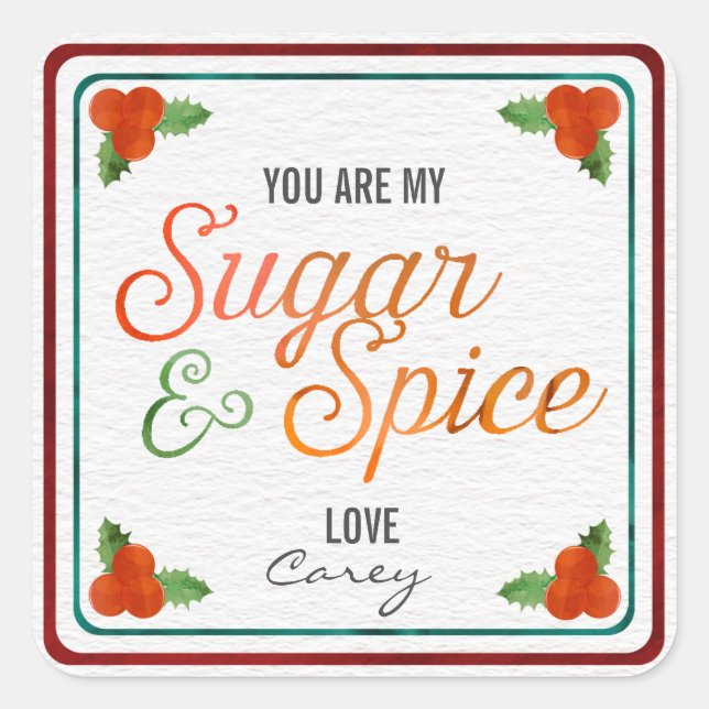 My Sugar and Spice  Christmas Gift Tag Labels (Front)