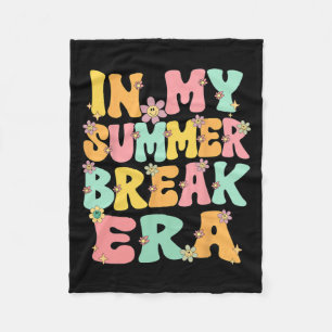 My Summer Break Era Retro Groovy Summer Break Teac Fleece Blanket