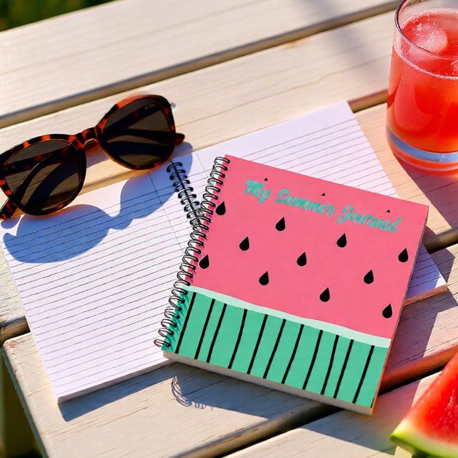 My Summer Journal pink watermelon notebook (Watermelon Summer Journal – Cute Pink & Mint)