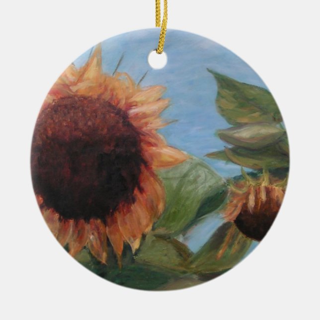 MY SUNFLOWERS Ceramic Ornament (Front)
