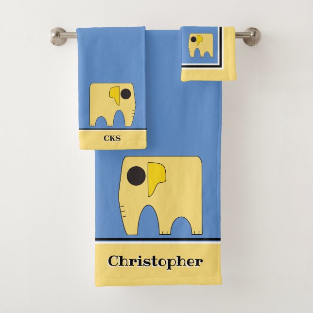 My Sunny Elephant - Personalised Bath Towel Set (Insitu)