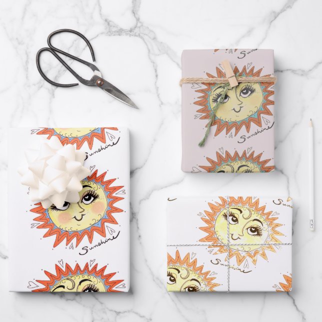 My Sunshine Sun Illustration Gift Wrap 3 pack  (Front)