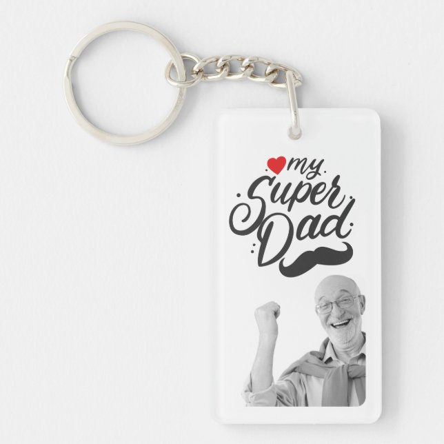 My Super Dad, Happy Father's Day, Daddy Photo Key Ring (Front)