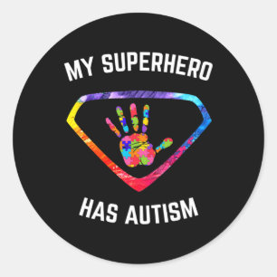 My Superhero Has Autism Awareness  Classic Round Sticker