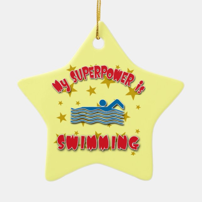 My Superpower is Swimming Ceramic Tree Decoration (Front)