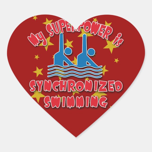My Superpower is Synchronised Swimming Heart Sticker (Front)