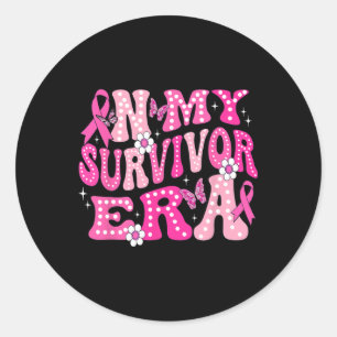 My Survivor Era Pink Groovy Retro Breast Cancer Aw Classic Round Sticker