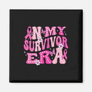 My Survivor Era Pink Groovy Retro Breast Cancer Aw Magnet