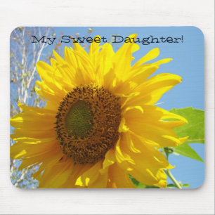 My Sweet Daughter! mousepad Yellow Sunflowers