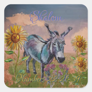 my sweet Esther, donkey, wild flowers Square Sticker