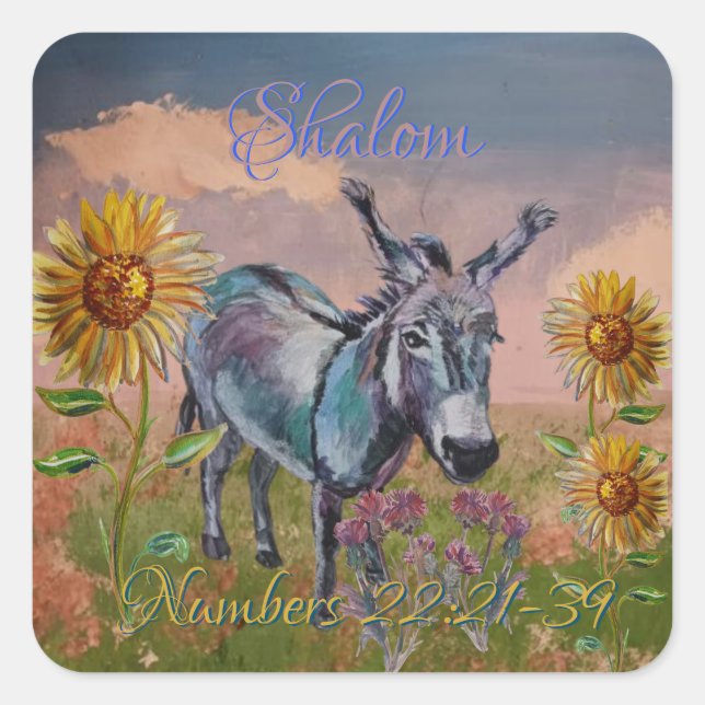 my sweet Esther, donkey, wild flowers Square Sticker (Front)