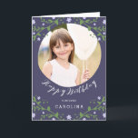 My Sweet Girl | Personalised Photo Birthday Card<br><div class="desc">Let a special little girl in your life know how very loved she is with this beautiful, personalised photo birthday card. This darling card has a circle cutout for your photo, a dusk purple background, and a whimsical floral design in green and light lavender. Great idea for a granddaughter, niece,...</div>