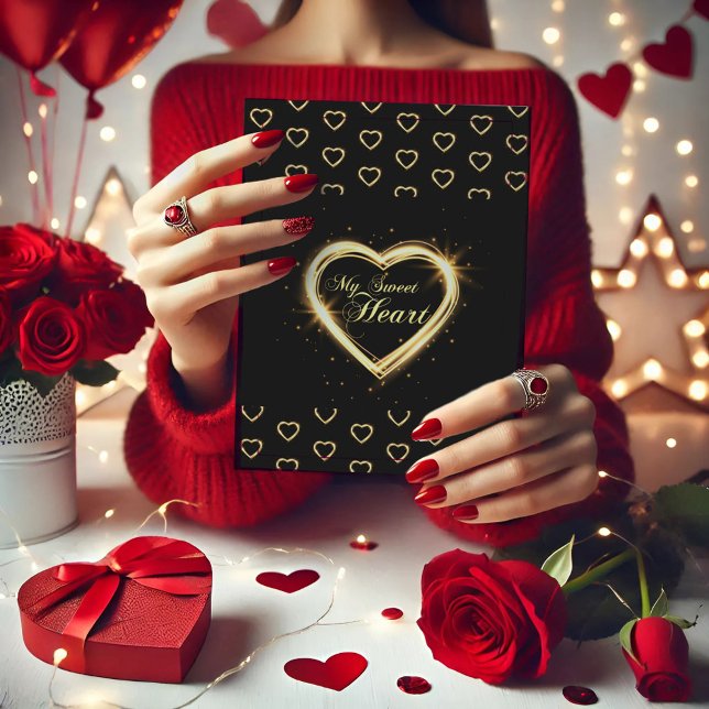 My Sweet Heart Black Gold Folded Thank You Card (Creator Uploaded)