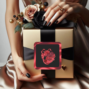 My Sweet Heart Red Shiny Valentine Square Sticker