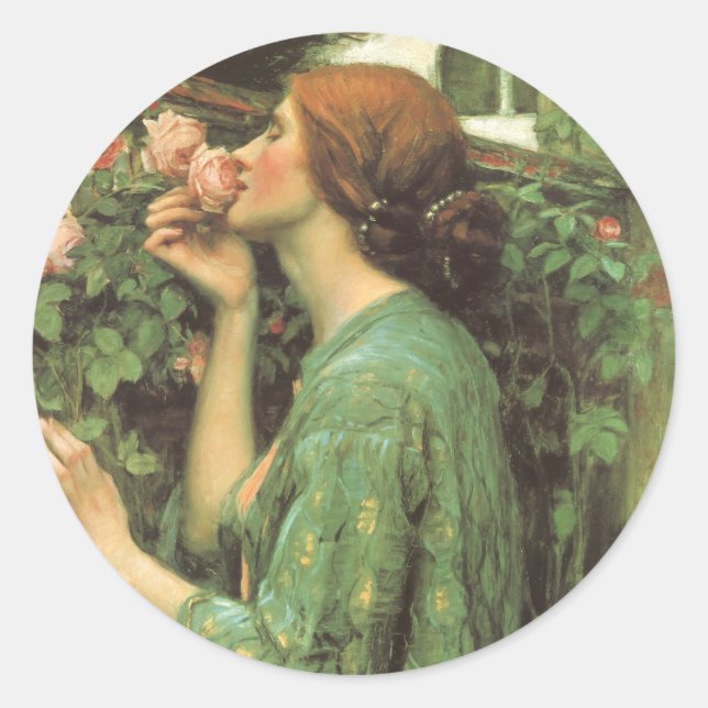 My Sweet Rose, or Soul of the Rose by Waterhouse Classic Round Sticker (Front)
