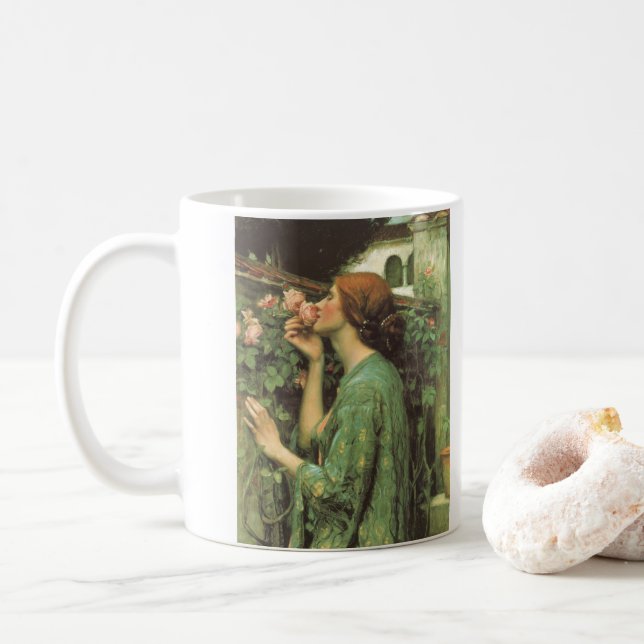 My Sweet Rose, or Soul of the Rose by Waterhouse Coffee Mug (With Donut)