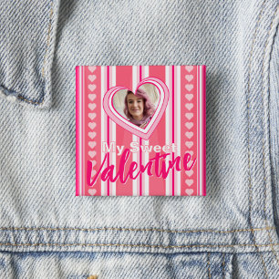 "My Sweet Valentine" Custom Valentine Day Stripes 15 Cm Square Badge