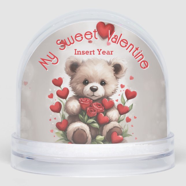 My Sweet Valentine Teddy Bear Keepsake Snowglobe (Front)