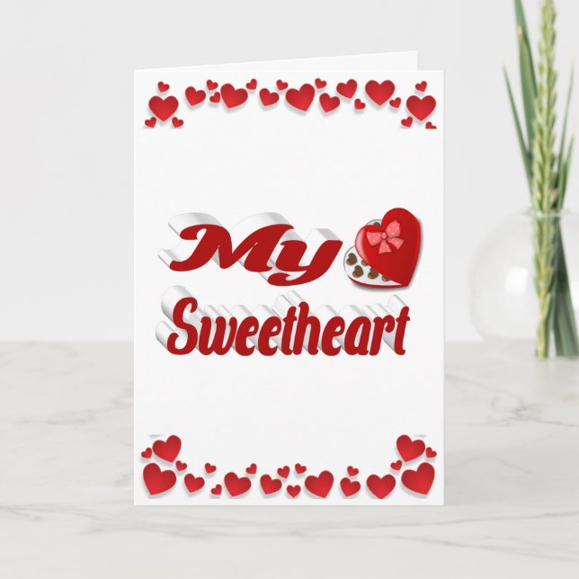 My Sweetheart Valentines Day red hearts  Card (Front)