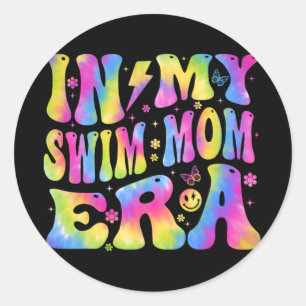 My Swim Mum Era Funny Swimmers Swimming Coach Moth Classic Round Sticker