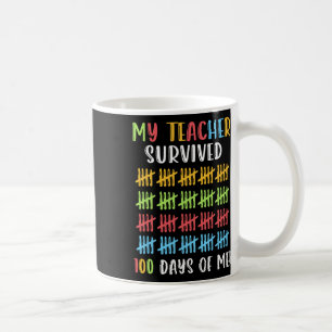 My Teacher Survived 100 Days Of Me Boy Girl 100th Coffee Mug