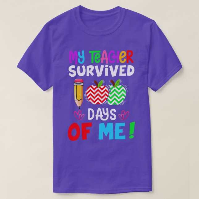 My Teacher Survived 100 Days Of Me Funny School Yo T-Shirt (Design Front)