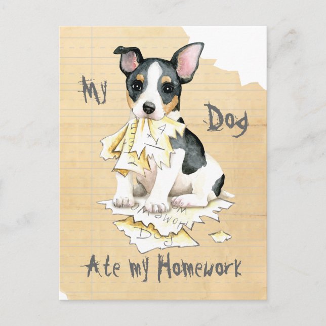 My Teddy Roosevelt Terrier Ate my Homework Postcard (Front)