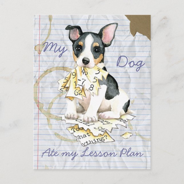 My Teddy Roosevelt Terrier Ate My Lesson Plan Postcard (Front)