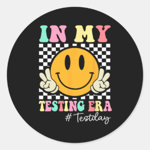 My Testing Era Retro Smile Teacher Kids Testing Te Classic Round Sticker