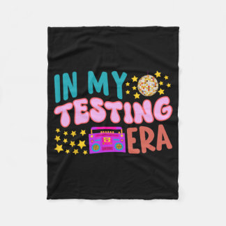 My Testing Era School Teacher Student Groovy Test  Fleece Blanket