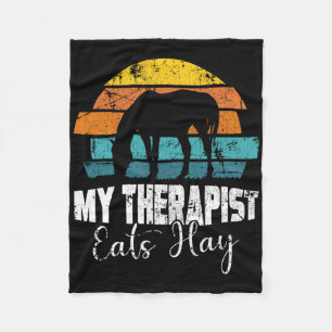 My Therapist Eats Hay For Horse Lovers Grunge Girl Fleece Blanket