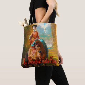 My Therapist Eats Hay. Rider by Alfred De Dreux  Tote Bag