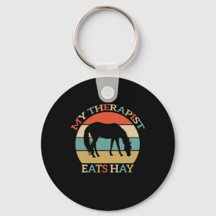 My Therapist Eats Hay Vintage Horseback Riding Wom Key Ring