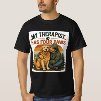 My Therapist Has Four Paws Golden Retriever Men's T-Shirt
