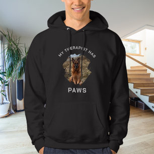 My therapist has paws dog photo black hoodie