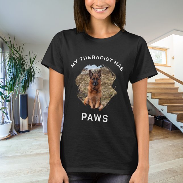 My therapist has paws dog photo black T-Shirt (Creator Uploaded)
