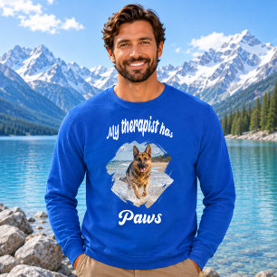 My therapist has paws dog photo joke royal blue sweatshirt