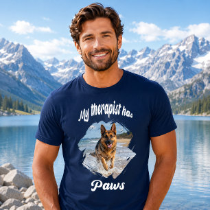 My therapist has paws dog photo navy blue T-Shirt