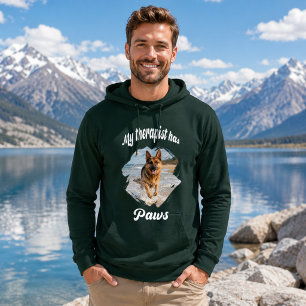 My therapist has paws dog photo quote joke green hoodie