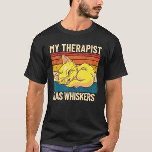 My Therapist Has Whiskers Retro Therapy Pet Cat T-Shirt
