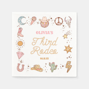 My Third Rodeo Disco Cowgirl 3rd Birthday Party Napkin