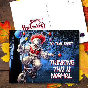 My Toxic Trait Creepy Halloween Clown Holiday Postcard