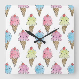 My Treat - Ice Cream Square Wall Clock