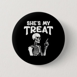 My Treat Skeleton Matching Halloween Costume Hes  6 Cm Round Badge
