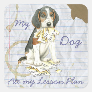 My Treeing Walker Coonhound Ate My Lesson Plan Square Sticker
