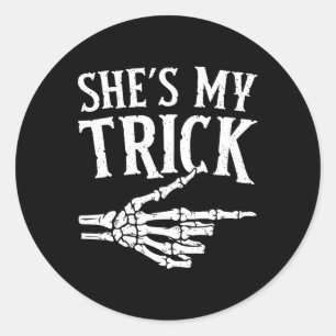 My Trick Halloween Costume Matching Couple Boyfrie Classic Round Sticker