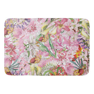 My tropical colourful foliage exotic flower garden bath mat