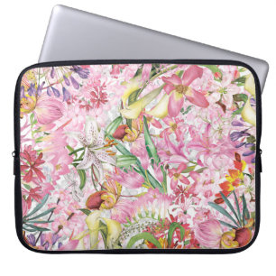 My tropical colourful foliage exotic flower garden laptop sleeve