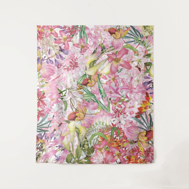 My tropical colourful foliage exotic flower garden tapestry (Front)